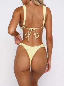 Bikini Sets For Women Two Piece Swimsuits String Triangle Bathing Suit Bottom Swimwear - Yellow - View 4