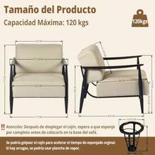 HOMEMAKE FURNITURE Sillones de Sala Modernos Asiento Ancho Resortes de Nueva Tecnología Alta Comodidad y Soporte Firme Brazos de Madera Sala Recámara y Estudios Modernos Beige + Madera Oscura - BeigeMaderaOscura - Ver 2
