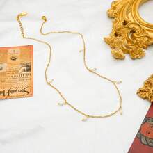 Fashionable Luxury Design Romantic Stackable Pearl Necklace, 18K Gold Plated Stainless Steel, Elegant Jewelry Gift For Valentine's Day - Gold - View 5