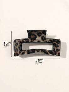 1/2/4pcs Leopard Print Hair Claw Clips, Shiny Minimalist Square Hair Clutches, Daily Casual Wear Hair Catcher Clip, School Stuff Fall Winter Women Vacation Outfits Flower Hair Jaw Clip (Random Colors) - Multicolor - View 3