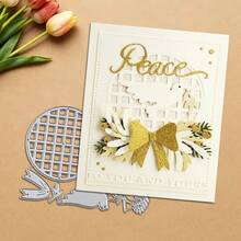 Creative Grid And Bow Metal Cutting Dies, DIY Scrapbooking Album And Embossing Stencil, Greeting Card Making Tool, Card Paper Cutting Crafts ,Gift Card Making Template Die Cuts. - Silver - View 3