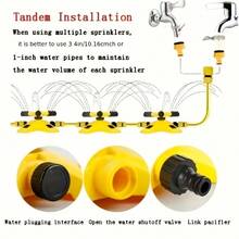 360 Degree Auto Rotating Sprinkler Head, Rotating Sprinkler Head, Nursery Irrigation Sprinkler, Lawn & Garden Watering Sprinkler, Agricultural Irrigation Rotating 3-Arm Spray Nozzle - Yellow - View 8