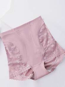 Women's High Waist Lace Sexy Tummy Control Lift Butt Seamless Thin Waist Shaping Shorts - Baby Pink - View 5