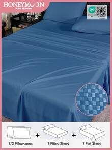 3/4pcs Microfiber Bed Sheet Set (1pc Flat Sheet + 1pc Fitted Sheet + 1/2pcs Pillowcase) Without Pillow Insert, Super Soft & Breathable Hotel Luxury Bedding, Fits 9-12 Inch Mattress, Machine Washable, Oeko-Tex Certified - Blue - View 1