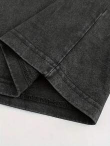 Yuega Tshrit 1pcMen'S 230g Heavyweight Washable Batik T-Shirt With Quirky Doll Face & Mugshot Graphic Print - Retro Vintage Loose Fit Round Neck Casual Tee For Halloween Costumes, Themed Parties & Casual Attire - All-Season Comfort, Ideal Gift For MenSummer Clothing Tops - 黑色 - 查看 6