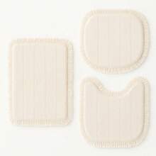 3 Piece Cotton Bathroom Rug Kit Bathroom Set Boho Stripes Decor With Fringe - Màu be - Xem 10