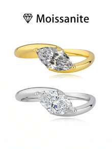 1pc Women's Wedding Ring, Twisted Arm Devil's Eye Ring, 2.1g 925 Sterling Silver, 1 Carat Moissanite, Bohemian Palace Style, Luxury Engagement, Wedding, Anniversary, Valentine's Day Gift, Comes With Moissanite Certificate And Elegant Gift Box - 1ct Moissanite - View 8