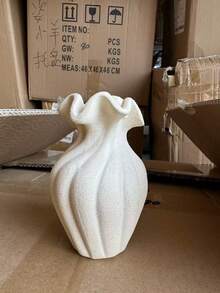 1 pieza Jarrón hecho a mano, jarrón decorativo ondulado bohemio, boca con forma de pétalo, decoración de escritorio minimalista para el hogar, regalo de estilo rústico, adecuado para sala de estar, dormitorio, centro de mesa de boda sencilla para pareja, decoración del hogar de estética neutra, se adapta al escritorio - multicolor - Ver 10