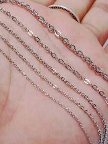 1pc Stainless Steel Vacuum Metallized Hypoallergized Pendant Chain, 2mm Wide, Stainless Steel Cross Chain Gold Titanium Steel Women's Necklace Rose Gold Flat O Chain Clavicular Chain Electroplated Choker Chain, Various Lengths - Multicolor - View 7