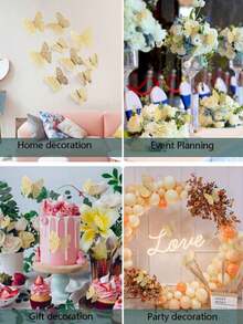 12pcs 3D Hollow Red Butterfly Stickers - Red - View 4