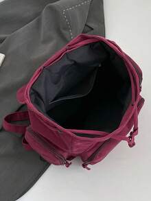 Y2K Streetwear Studded Flap Backpack For Women; Multifunctional Fashion Drawstring Shoulder Bag; Multi-Pocket Lightweight Travel Bag; Large Capacity Minimalist Student Backpack; Portable Backpack Suitable For Students, Nurses, Teachers, Business Professionals, Travel, Commuting, Shopping, Office, Dating, Hiking, Training, Work, Birthday Gift, Holiday Gift - Multicolor - View 8