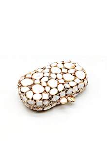 Bolso de mano de noche de cristal hecho a mano de lujo y bolso formal de mujer, bolso y cartera de cristal y strass para novia de boda, cartera de cristal única adecuada para boda de novia/fiesta formal y gala, mejor regalo para mujeres con caja de regalo - Dorado - Ver 6