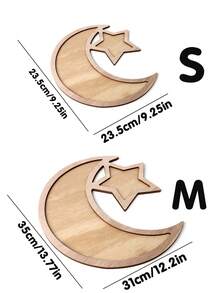 1pc Wooden Star & Moon Pattern Tray, DIY Decor, Suitable For Home Celebrations, Parties, Banquet Table Centerpiece, Can Hold Fruits & Desserts, Also Can Be Used As Decorative Plate Or Towel Holder For Parties - Multicolor - View 2