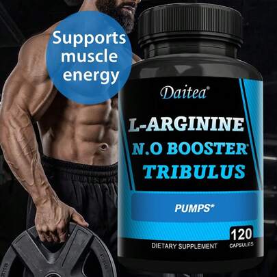 Daitea L-Arginine Supplement - 6-In-1 Nitric Oxide Supplement With Beetroot And Tribulus - 120 Capsules
