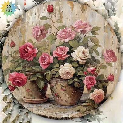 2 pezzi Decorazione da parete piatta 2D, adatta per la Festa della Mamma, tema estivo, stile country, decorazione per veranda, centro di una corona - Design con testo in inglese multifunzionale, forma piatta 2D, posizioni dei fori casuali