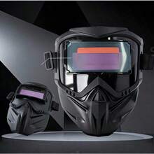 自动变光全脸焊接面罩，带热成像功能，可拆卸透气设计，耐高温防眩光，适用于工业汽车维修焊接设备 - 黑色 - 查看 3