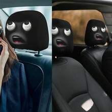 2pcs Funny Ghost Face Car Headrest Covers, Unique Car Decor Covers, Add Fun To Your Vehicle, Instantly Enhance The In-Car Atmosphere, Making Driving Less Boring, Excellent Choice For Car Interior Decoration - 2-piece Funny Face Head Pillowcase - View 7