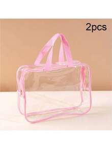 Bộ 2 túi đựng đồ chơi trẻ em trong suốt có khóa kéo và nhãn dán, được làm từ nhựa PVC trong suốt, có thể tái sử dụng, thích hợp để đựng trò chơi cờ bàn, khối xếp hình, ghép hình và đồ chơi, lý tưởng để cất giữ đồ dùng trong phòng trẻ. - Nhiều màu - Xem 20
