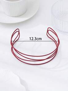 Minimalist Niche Geometric Hollow Criss-Cross Choker Necklace, Fashionable High-End Jewelry Gift For Women - Red - View 4