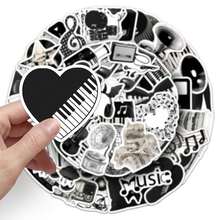 50张黑白美学贴纸，水彩贴纸，日记贴纸，可爱时尚音乐贴纸，Y2K风格贴纸，防水贴纸，适用于水瓶、电脑、笔记本电脑、手机、行李箱、笔记本、冰箱等。 - 4 - 查看 6