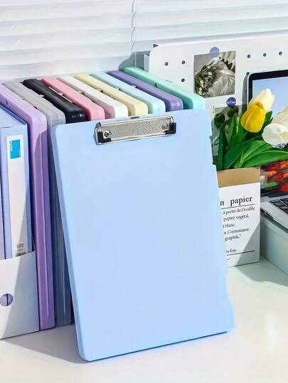 [Organizador de archivos tipo Macaron] 1 pieza Organizador de archivos de plástico de alta calidad tamaño A4 | Serie Macaron de varios colores, cierre , disponible en múltiples colores, diseño rectangular duradero para uso en oficina, hogar y escuela - Estilo moderno de portapapeles, incluye clips resistentes, ideal para tableros de dibujo y blocs de notas