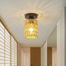 Handwoven Faux Hemp Rope Ceiling Light, Suitable For Farmhouse, Dining Room, Tea Room, Hotel, Bedroom - Multiple Styles - View 3