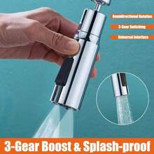 1 cái nối dài vòi bếp, đầu vòi chậu rửa xoay 360°, khớp nối đa năng bằng đồng thau, 3 chế độ áp lực cao, phù hợp với hầu hết các loại vòi. - Bạc - Xem 6