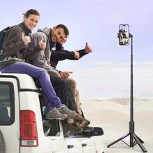 3-In-1 Aluminum Alloy Extendable Selfie Stick Tripod With Wireless Remote Control, Compact Portable Phone Stand Compatible With IPhone 13/12/11 Pro/XS Max/XS | Selfie/Live Stream/Photography - A - View 1