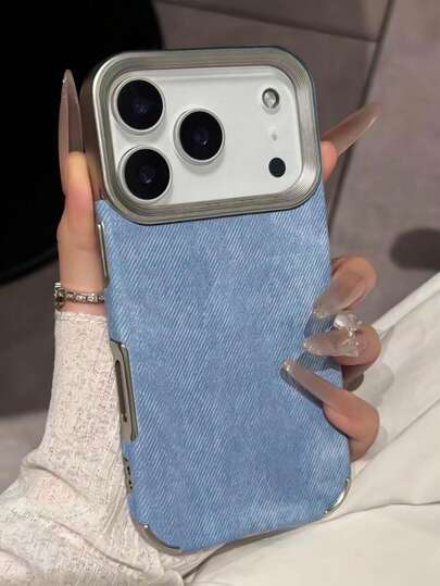 1pc Luxury Jeans Fabric Soft Plating Case Compatible With IPhone 17 Air 16 15 14 Plus 13 12 11 Pro Max Shockproof Bumper Fabric Brand Cover