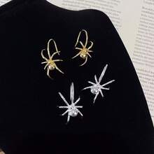 1 Pair Of Vintage Handmade Silver Spider Ear Hooks For Women, Unique And High-End, Fashionable Earrings. - Bạc - Xem 5