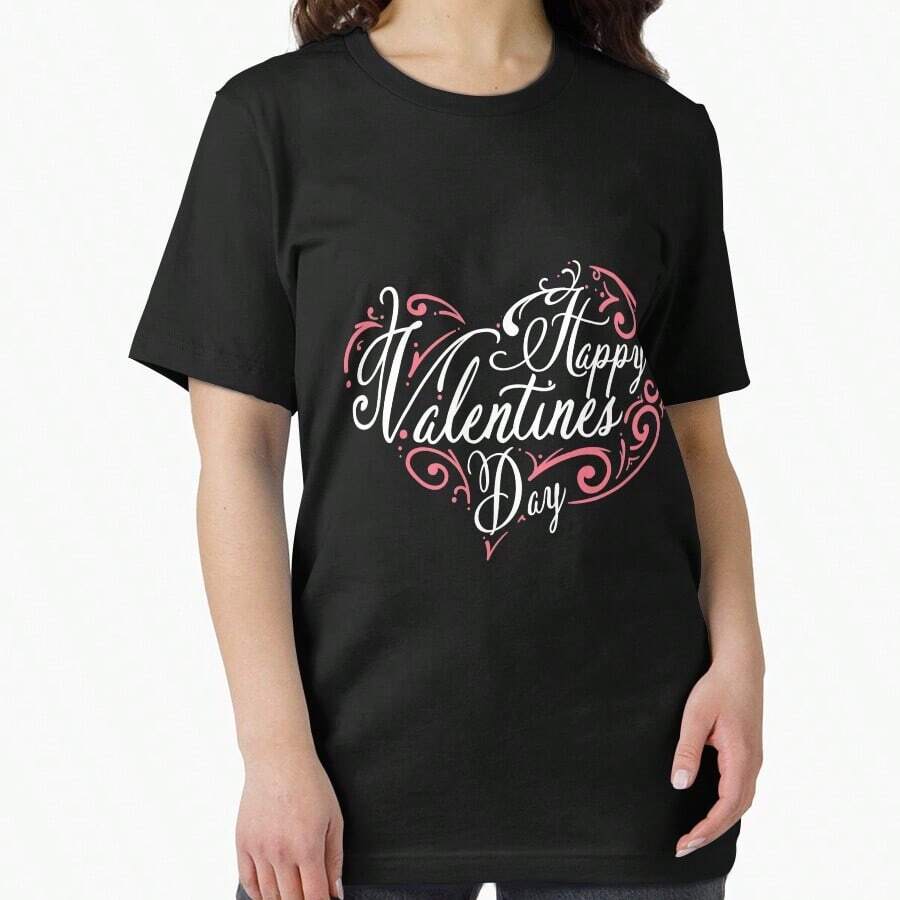 Happy ValentineS Day - ValentineS Day Essential T-Shirt - Black - View 1