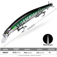 PRO BEROS PROBEROS 1PC 米诺饵，16.8厘米/24.8克，海水钓鱼路亚，颤泳饵，冲浪钓鱼配件和装备，水面路亚，大比目鱼和鲈鱼钓鱼路亚 - 彩色 - 查看 10