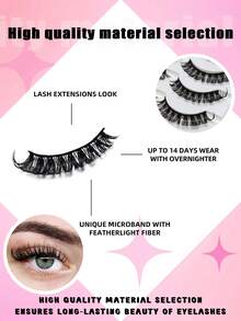 【2片/4片装】3D立体纤长假睫毛，多层卷翘黑色羽毛效果，打造自然蓬松妆容 - 黑色 - 查看 2