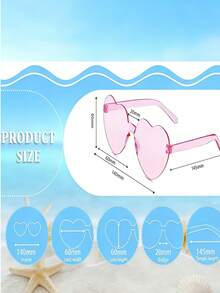 3/6/12 双情人节心形彩色眼镜，3 种颜色：粉色、紫色、红色，趣味透明心形设计，爱情主题，嘉年华/夏季派对礼物，单身派对礼物，情人节礼物，拍照道具，派对用品，也是理想的情人节礼物 - 彩色 - 查看 2