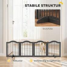 Freestanding Dog Gate With Feet, Foldable, 4 Panels, 208 X 29.5 X 61 Cm, Black - Black - View 3