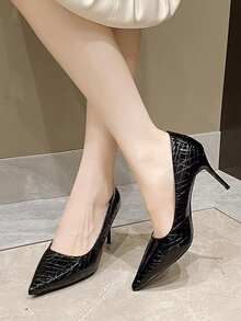 Women's Fashion High Heel Shoes, New 2026 Pointed Toe Versatile Work Pumps, Plus Size Bridal Shoes, Elegant Style - Black - View 4