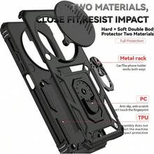 Heavy Duty Case For Poco C75 And Redmi 14C - Includes 2 Tempered Glass Screen Protectors With Sliding Camera Protection Window And Phone Stand - Black - Redmi 14C 和 Poco C75+ 黑色 - 查看 3