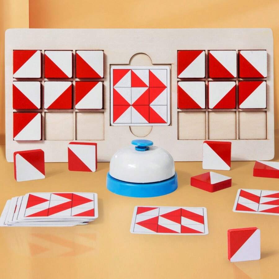 木制配对积木拼图积木玩具，益智木制拼图玩具，适合儿童