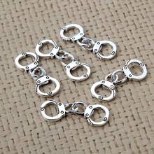 10 Pieces Antique Silver Hollow Chain Handcuff Pendant, Suitable For DIY Jewelry Making Accessories - 銀色 1 - 查看 1