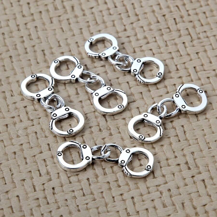 10 Pieces Antique Silver Hollow Chain Handcuff Pendant, Suitable For DIY Jewelry Making Accessories - 銀色 1 - 查看 1