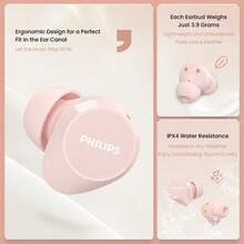 PHILIPS 无线蓝牙耳机，舒适稳固的入耳式佩戴，自动切换音频，触控操作，AI降噪，总续航时间长达18小时，并支持快速充电。 - 彩色 - 查看 4