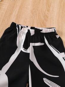 2pcs/Set Girls Casual Printed Camisole Top And Printed Pants, Summer Fashion Outfit - Black - View 4