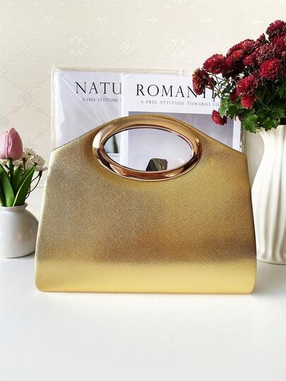 Elegant Women's Handbag, Glittering Evening Clutch With Metal Decor, Suitable For Formal Events, Parties, Weddings, Birthdays, Valentine's Day, Nightlife