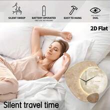 1pc 2D Flat Planet Surface Texture & Color Block Silent Wall Clock, Super Quiet Quartz Movement, No Ticking Sound, Suitable For Decorating Living Room, Bedroom, Office, Kitchen And Cafe, Perfect Decorative Gift For Friends And Family, Home Decor, Back To School Room Decor, Study Supplies - Multicolor - View 13