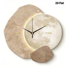 1个2D纹理星球木质静音挂钟，超静音石英机芯，无滴答声，适合装饰客厅、卧室、办公室、厨房和咖啡厅，是送给亲朋好友的完美装饰礼物，也适用于房间装饰、卧室装饰、宿舍装饰、返校装饰、开学惊喜、家居装饰和学习用品。