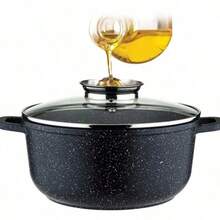 5pcs Nonstick Soup Pot Set, Suitable For Induction Cooktop And Gas Stove - Black - View 5