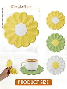 1pc Silicone Daisy Shaped Trivet Mat, Heat Resistant Pad For Hot Pots And Pans, 6.7 Inch Diameter, Washable - Multicolor - View 11