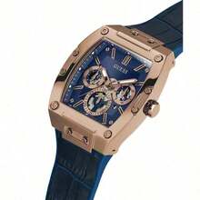 Guess Men's Fashion, Business, Leisure, Three Eyed Multifunctional Dial, Silicone And PU Leather Strap, Quartz Watch - Camel - View 3