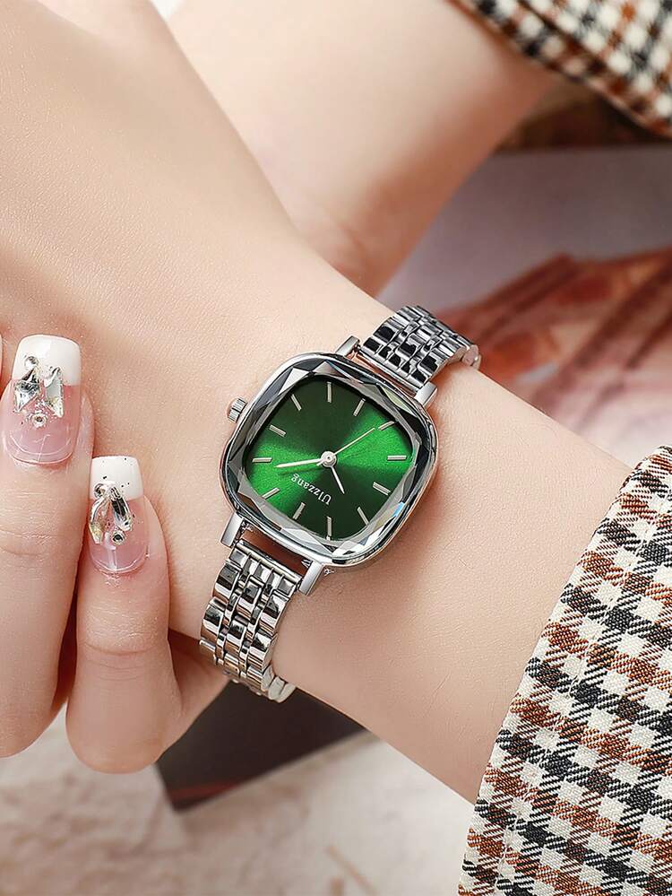 1件 JUSMI 女士方形水钻不锈钢石英表，简约奢华，适合日常佩戴或送礼，是圣诞节、情人节、斋月、开斋节、狂欢节的理想之选。 - 均碼 - 查看 7