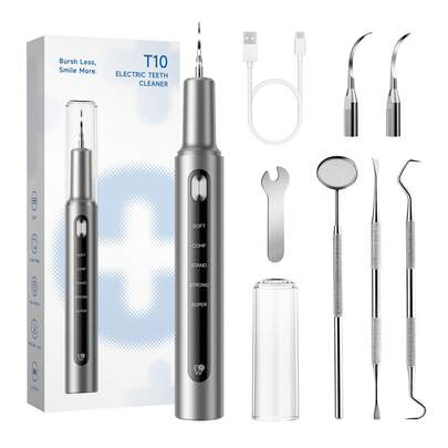 YTWO Kit de limpieza dental ultrasónico 7 en 1, incluye removedor de sarro, irrigador dental, dispositivo de blanqueamiento dental eléctrico, sistema de limpieza dental para el hogar